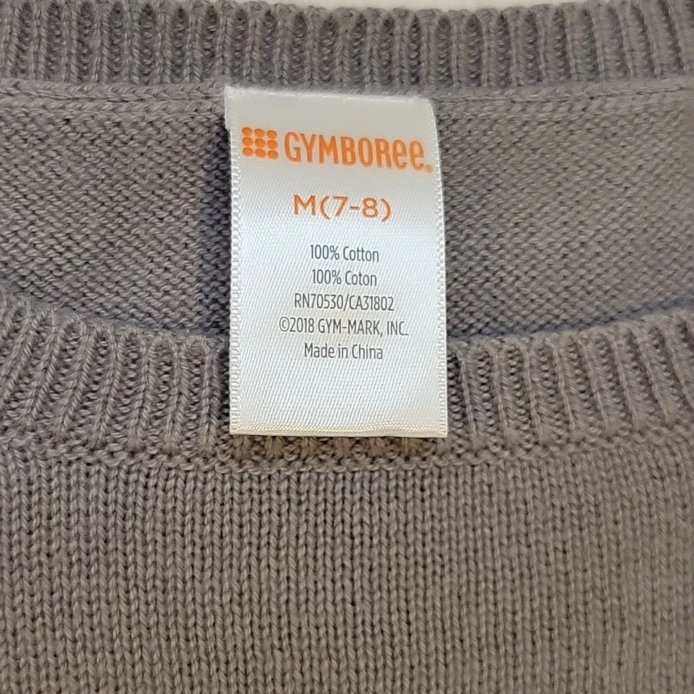 Gymboree Puppy Sequin Gray Striped  Sweater Dress Girls Size 7/8